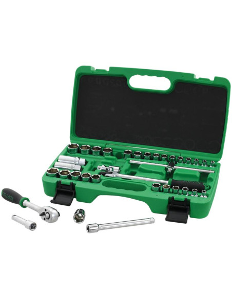 35 pza. Juego de tomas de brida de 3/8'' de grado profesional (métrico y SAE)