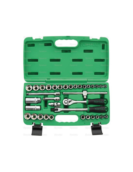 35 pza. Juego de tomas de brida de 3/8'' de grado profesional (métrico y SAE)