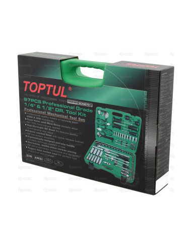 97 pza. Juego de herramientas de 1/4'' y 1/2''