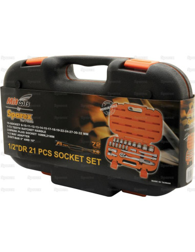 Juego de Bocas Carraca 1/2'' (21 pzas.)