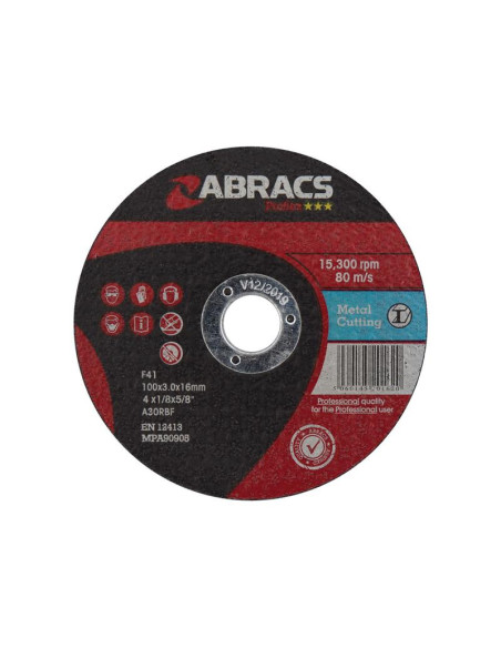 Disco de corte de metal plano Ø100 x 3 x 16mm A30RBF