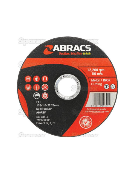 Disco de corte de metal plano Ø125 x 1.6 x 22.23mm A60TBF