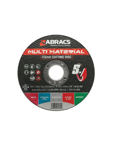 Disco de corte para metal y piedra Ø115 x 1.6 x...