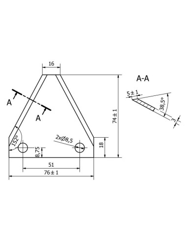 Cuchilla - 74x76x3mm - Ø orificio9mm -...
