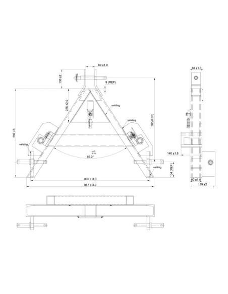 Soporte Empacadora - 2 púas M22 de 1100 mm (marca Sparex)