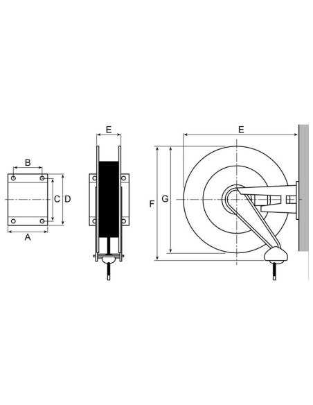 Carrete de manguera retráctil Aceite, 1/2″ x 15M