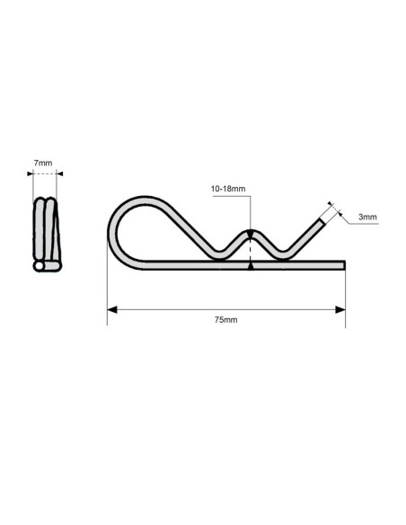 Pasador Beta Doble Vuelta, Ø clip3mm x 75mm
