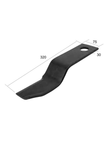 Cuchilla Desbrozadora, Longitud: 320mm, Anchura: 75mm, Ø orificio: 30mm - Recambio para Fleming