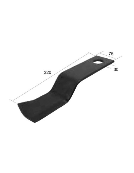 Cuchilla Desbrozadora, Longitud: 320mm, Anchura: 75mm, Ø orificio: 30mm - Recambio para Fleming