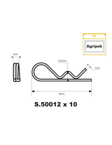 Pasador Beta Doble Vuelta, Ø clip4mm x 95mm