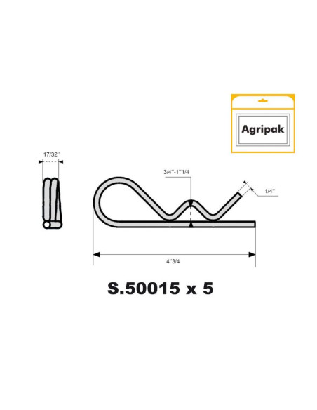 Pasador Beta Doble Vuelta, Ø clip6mm x 140mm