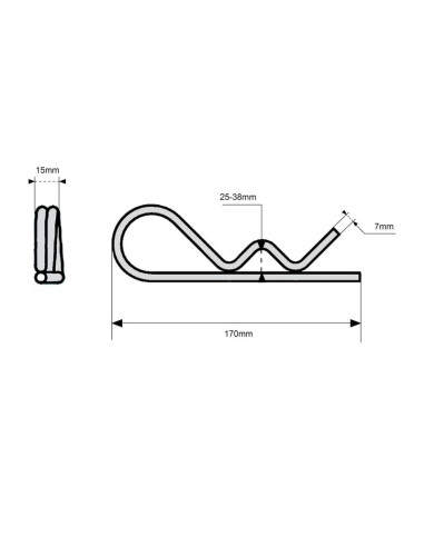 Pasador Beta Doble Vuelta, Ø clip7mm x 150mm
