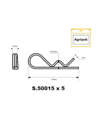 Pasador Beta Doble Vuelta, Ø clip7mm x 150mm