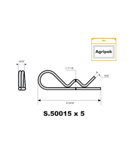 Pasador Beta Doble Vuelta, Ø clip7mm x 150mm