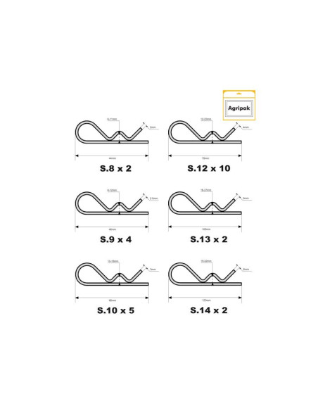 Pasador Beta, Ø clip2-6mm x 44-120mm