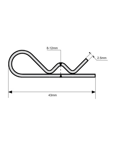 Pasador Beta, Ø clip2.5mm x 43mm