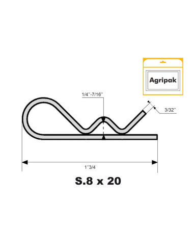 Pasador Beta, Ø clip2mm x 44mm