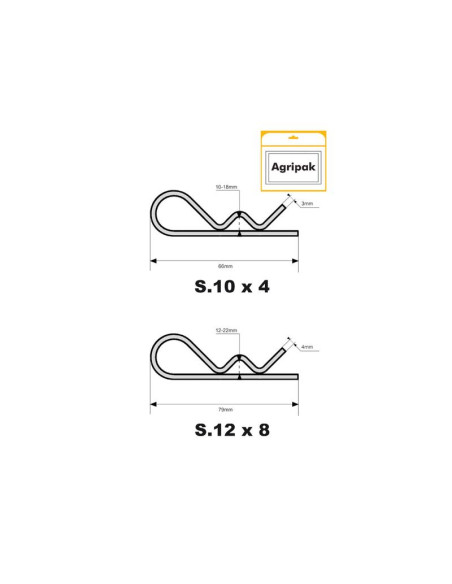 Pasador Beta, Ø clip3-4mm x 66-79mm