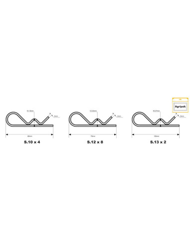 Pasador Beta, Ø clip3-5mm x 66-105mm