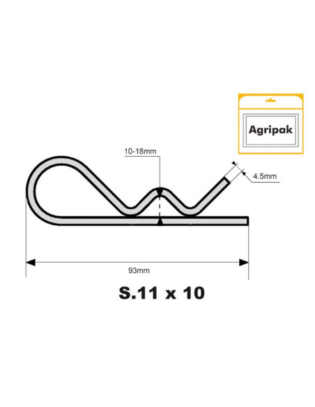 Pasador Beta, Ø clip4.5mm x 93mm