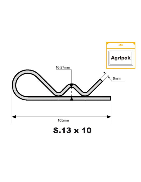 Pasador Beta, Ø clip5mm x 105mm