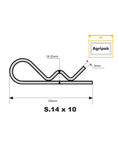 Pasador Beta, Ø clip6mm x 120mm