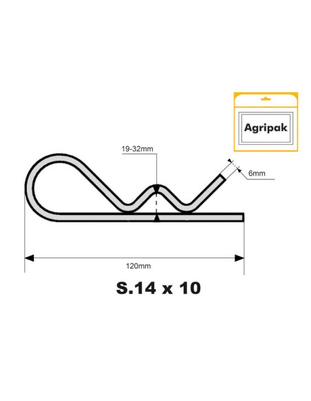 Pasador Beta, Ø clip6mm x 120mm