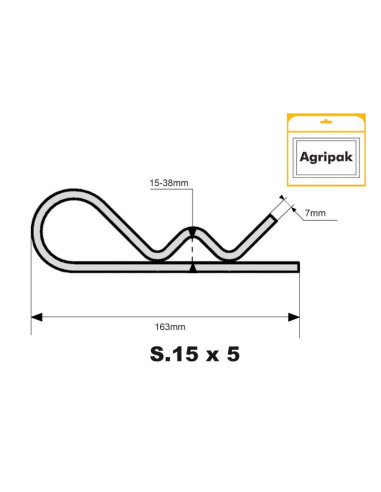 Pasador Beta, Ø clip7mm x 163mm