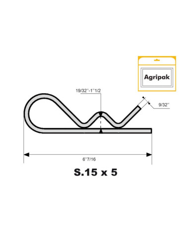 Pasador Beta, Ø clip7mm x 163mm
